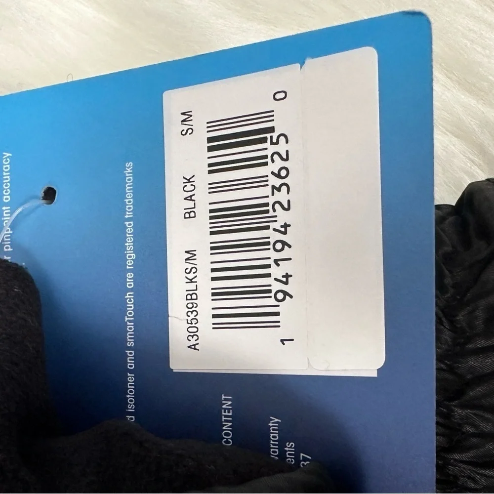 Isotoner Ski Gloves Waterproof Touchscreen Technology Palm Grips Black S/M NWT